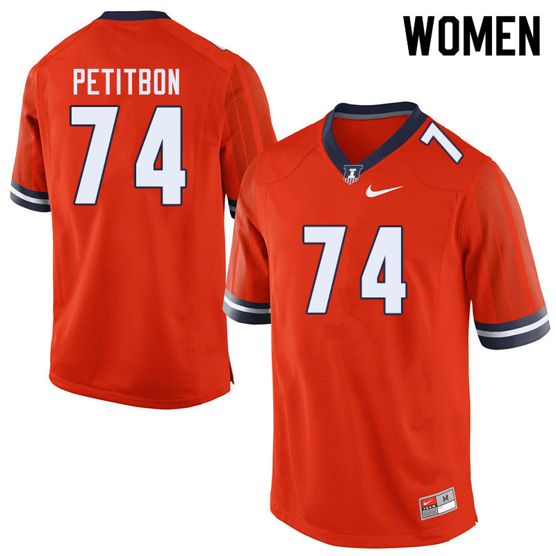 Women #74 Richie Petitbon Illinois Fighting Illini College Football Jerseys Sale-Orange
